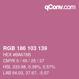 Color code: RGB 186 103 139 | qconv.com