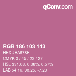 Color code: RGB 186 103 143 | qconv.com