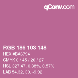 Color code: RGB 186 103 148 | qconv.com