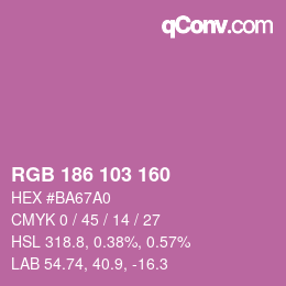 Color code: RGB 186 103 160 | qconv.com