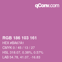 Color code: RGB 186 103 161 | qconv.com
