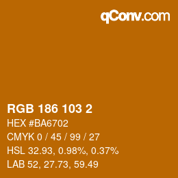 Color code: RGB 186 103 2 | qconv.com