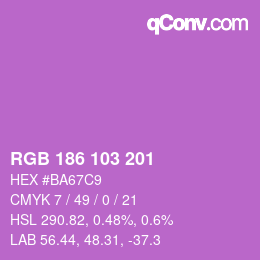 Color code: RGB 186 103 201 | qconv.com