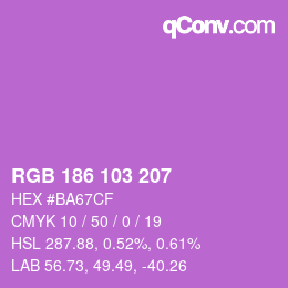 Color code: RGB 186 103 207 | qconv.com