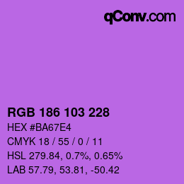 Color code: RGB 186 103 228 | qconv.com