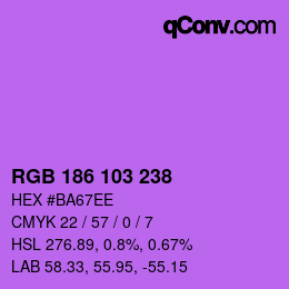 Color code: RGB 186 103 238 | qconv.com