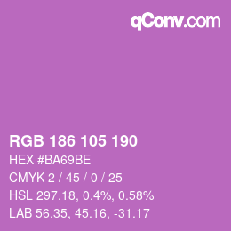 Color code: RGB 186 105 190 | qconv.com