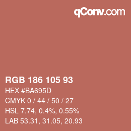 Color code: RGB 186 105 93 | qconv.com