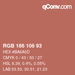 Color code: RGB 186 106 93 | qconv.com
