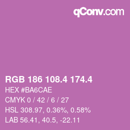 カラーコード: RGB 186 108.4 174.4 | qconv.com