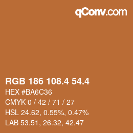 カラーコード: RGB 186 108.4 54.4 | qconv.com