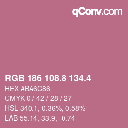 カラーコード: RGB 186 108.8 134.4 | qconv.com