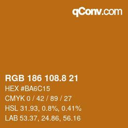 カラーコード: RGB 186 108.8 21 | qconv.com