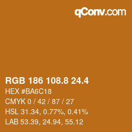 カラーコード: RGB 186 108.8 24.4 | qconv.com