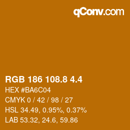 カラーコード: RGB 186 108.8 4.4 | qconv.com