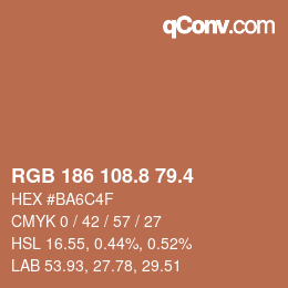 カラーコード: RGB 186 108.8 79.4 | qconv.com