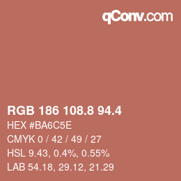 カラーコード: RGB 186 108.8 94.4 | qconv.com