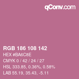 Color code: RGB 186 108 142 | qconv.com