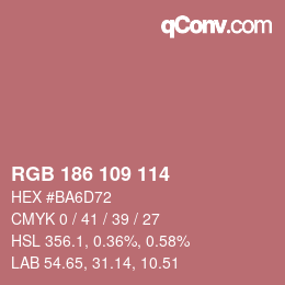 Color code: RGB 186 109 114 | qconv.com