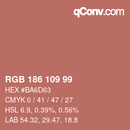 Color code: RGB 186 109 99 | qconv.com