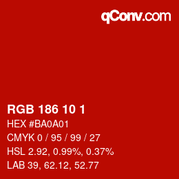 カラーコード: RGB 186 10 1 | qconv.com
