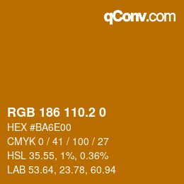 カラーコード: RGB 186 110.2 0 | qconv.com