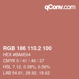 カラーコード: RGB 186 110.2 100 | qconv.com