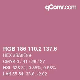 カラーコード: RGB 186 110.2 137.6 | qconv.com