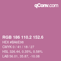 カラーコード: RGB 186 110.2 152.6 | qconv.com