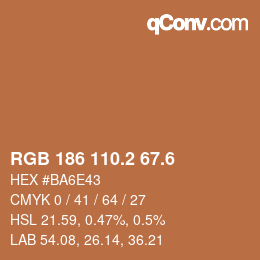 カラーコード: RGB 186 110.2 67.6 | qconv.com