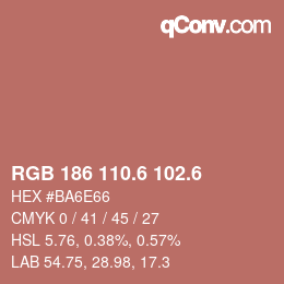 カラーコード: RGB 186 110.6 102.6 | qconv.com