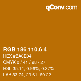 カラーコード: RGB 186 110.6 4 | qconv.com