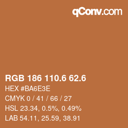 カラーコード: RGB 186 110.6 62.6 | qconv.com