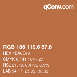 カラーコード: RGB 186 110.6 67.6 | qconv.com