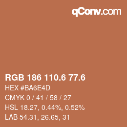 カラーコード: RGB 186 110.6 77.6 | qconv.com