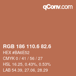 カラーコード: RGB 186 110.6 82.6 | qconv.com