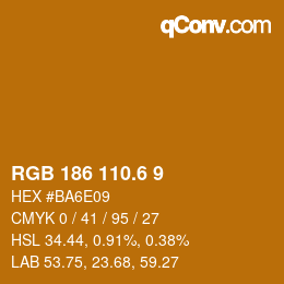 カラーコード: RGB 186 110.6 9 | qconv.com