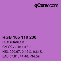 カラーコード: RGB 186 110 200 | qconv.com