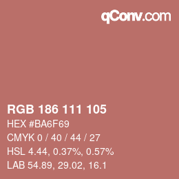 カラーコード: RGB 186 111 105 | qconv.com