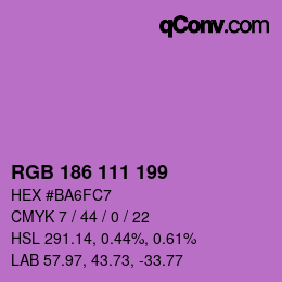 Farbcode: RGB 186 111 199 | qconv.com
