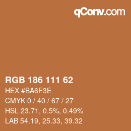 Color code: RGB 186 111 62 | qconv.com