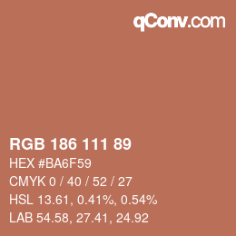颜色代码: RGB 186 111 89 | qconv.com
