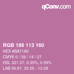 Color code: RGB 186 113 160 | qconv.com