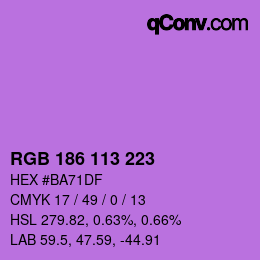 Color code: RGB 186 113 223 | qconv.com