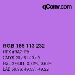 Color code: RGB 186 113 232 | qconv.com