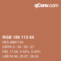 颜色代码: RGB 186 113 84 | qconv.com