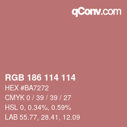 Color code: RGB 186 114 114 | qconv.com