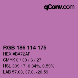 カラーコード: RGB 186 114 175 | qconv.com