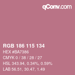 Código de color: RGB 186 115 134 | qconv.com