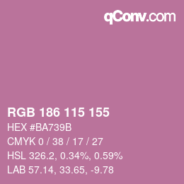 颜色代码: RGB 186 115 155 | qconv.com